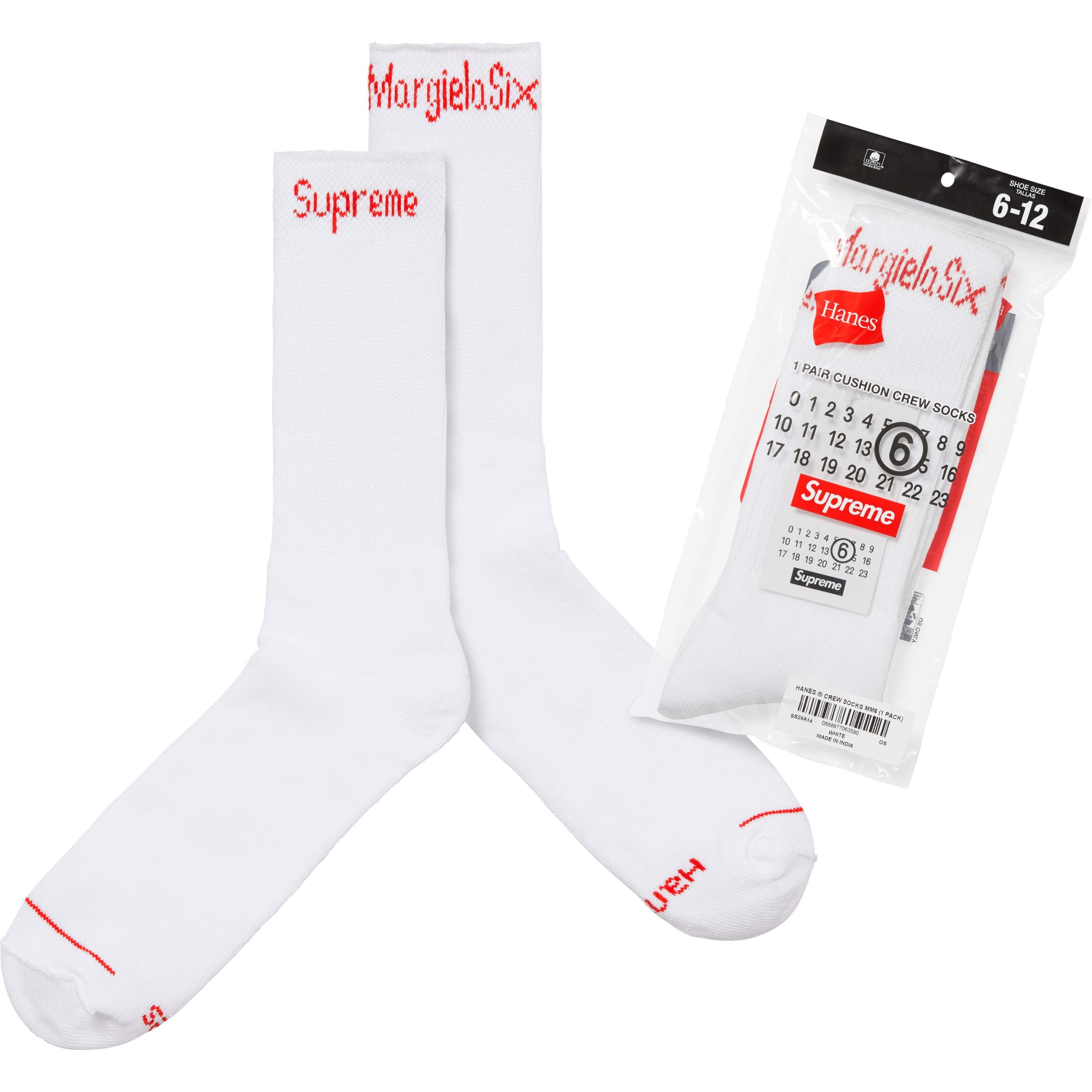 Supreme®/MM6 Maison Margiela/Hanes® Crew Socks (1 Pack) view 5